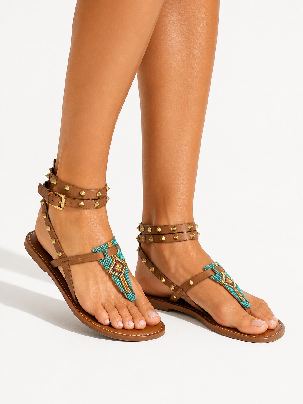 ASH “Pam” Studded & Beaded Strappy Sandals